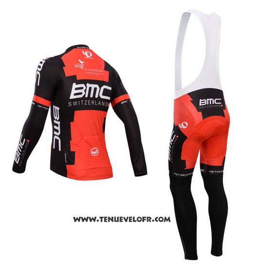 2014 Maillot Ciclismo BMC Noir et Rouge Manches Longues et Cuissard